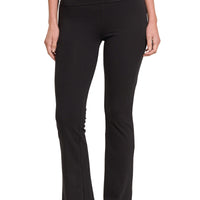 Cotton Fold Over Flare Yoga Pants, Black