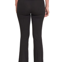 Cotton Fold Over Flare Yoga Pants, Black