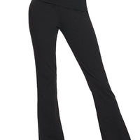 Cotton Fold Over Flare Yoga Pants, Black