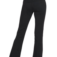 Cotton Fold Over Flare Yoga Pants, Black