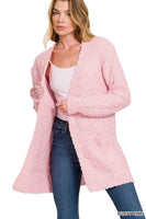 
              Popcorn Cardigan With Pockets, PLUS, Dusty Pink
            