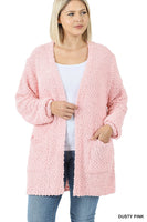 
              Popcorn Cardigan With Pockets, PLUS, Dusty Pink
            