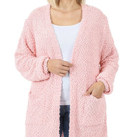 Popcorn Cardigan With Pockets, PLUS, Dusty Pink