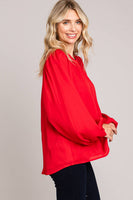 
              Chic Bubble Sleeve Top-Blue
            