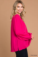 
              Soft Ladder Trim Detailed Top-Fuchsia
            