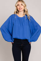 
              Chic Bubble Sleeve Top-Blue
            