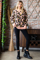 
              Leopard Print Round Neck Sweater
            