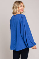 
              Chic Bubble Sleeve Top-Blue
            