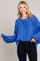 
              Chic Bubble Sleeve Top-Blue
            