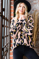 
              Leopard Print Round Neck Sweater
            