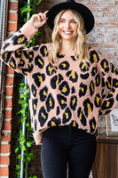 
              Leopard Print Round Neck Sweater
            