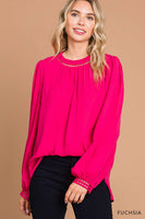 
              Soft Ladder Trim Detailed Top-Fuchsia
            