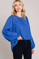
              Chic Bubble Sleeve Top-Blue
            