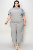 
              Double Take Full Size Texture Short Sleeve Top and Pants Set
            