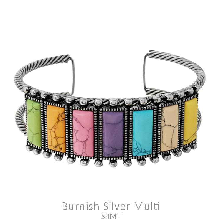 Multicolor Stone Cuff Bracelet