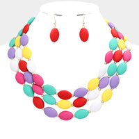Oval Beaded Layered Necklace Set