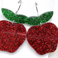 Glittery Apple Acrylic Earrings