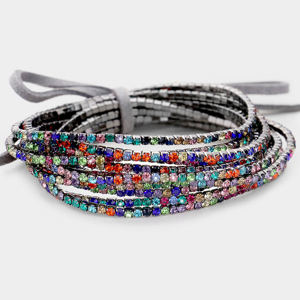 Rhinestone Layered Stretch Bracelet Set