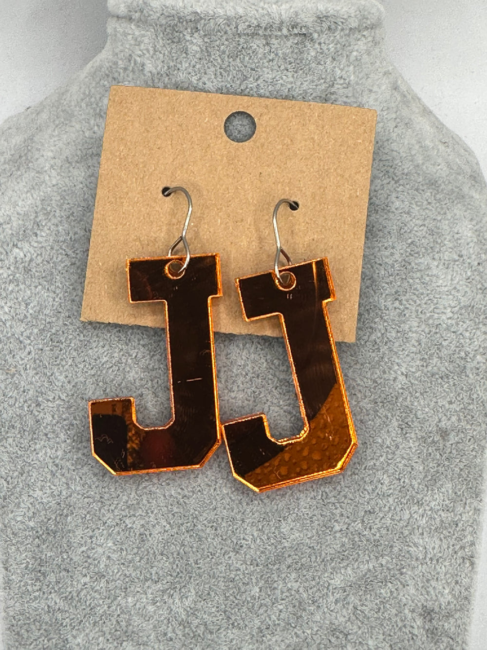 Orange Varsity Letter Earrings