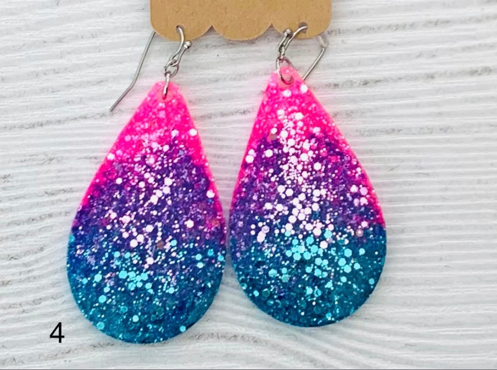 Glitter Acrylic Teardrop Earrings