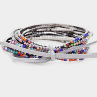 
              Rhinestone Layered Stretch Bracelet Set
            