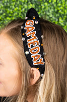 
              Game Day Knotted Headband-Orange & Black
            