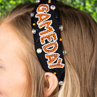 Game Day Knotted Headband-Orange & Black