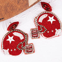 Game Day Helmet Earrings-Red and White