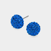Sapphire Pave Crystal Dome Earrings