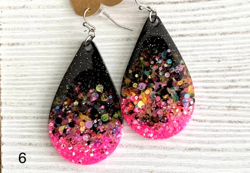 Glitter Acrylic Teardrop Earrings