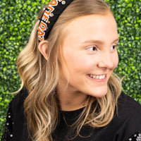 Game Day Knotted Headband-Orange & Black