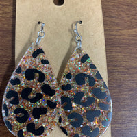 Glitter Acrylic Leopard Earrings