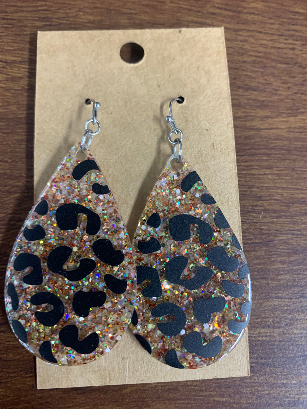 Glitter Acrylic Leopard Earrings