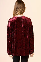 
              Burgundy Crushed Velvet Top with Embroidery
            