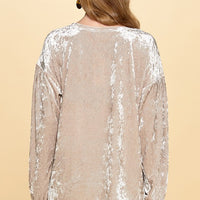Ivory Crushed Velvet Top with Embroidery