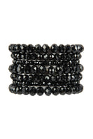 
              6 pc Set of Black Crystal Stretch Bracelets
            