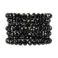 6 pc Set of Black Crystal Stretch Bracelets
