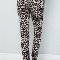 Jersey Knit Brown Leopard Loungewear Set, all sizes