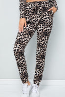 
              Jersey Knit Brown Leopard Loungewear Set, all sizes
            