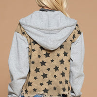 $15 SALE! Star Print Distress Jacket in Washed Taupe, all sizes