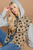
              $15 SALE! Star Print Distress Jacket in Washed Taupe, all sizes
            