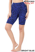 
              S only—(No returns) Bright Blue Leopard Print Biker Shorts, reg and plus
            