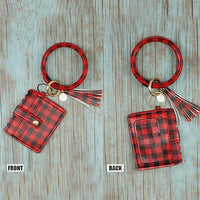 $5 sale!! Key Chain And Mini Wallet With Tassel, Buffalo Plaid