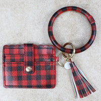 
              $5 sale!! Key Chain And Mini Wallet With Tassel, Buffalo Plaid
            