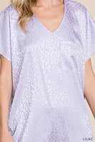 
              Lilac Satin Leopard Short Sleeve Top
            