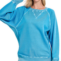 French Terry Pullover with Pockets, Ocean Blue
