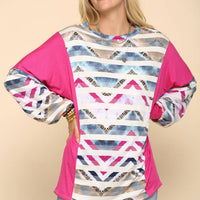 Geometric Print with Stripe Top