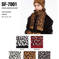 CC Leopard Print Jacquard Knit Scarf, multiple colors