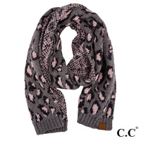 
              CC Leopard Print Jacquard Knit Scarf, multiple colors
            