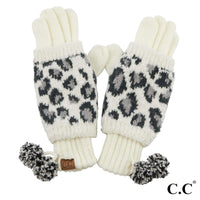 
              CC Leopard Print Pom Pom Gloves, multiple colors
            